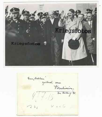 Partei Führung A. Hitler und Politiker alte historische Aufnahme Fotokarte Militär