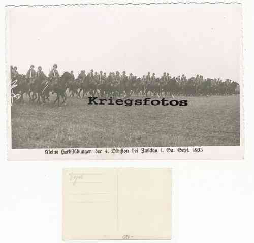 Soldaten Wehrmacht Herbstübung Division Zwickau ? Reiter auf Pferd Postkarte   1933