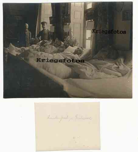 Soldaten Lazarett Saal Betten Krankensaal Frankreich Belgien ? Ort beschriftet 1 WK