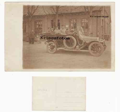 Alter Pkw Cabrio Kfz Auto Militär Wagen Soldaten alte Technik Postkarte 1 WK
